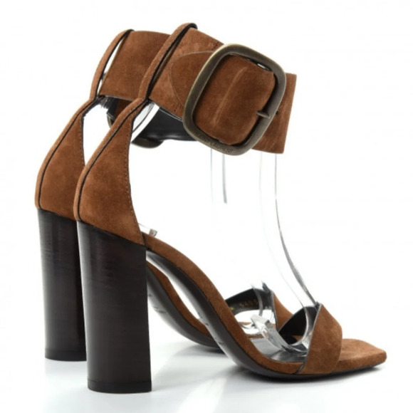 NWT Saint Laurent Suede  Otterproof Ankle Strap Sandals Heels Buckle 36 EU 6 US - Picture 3 of 15